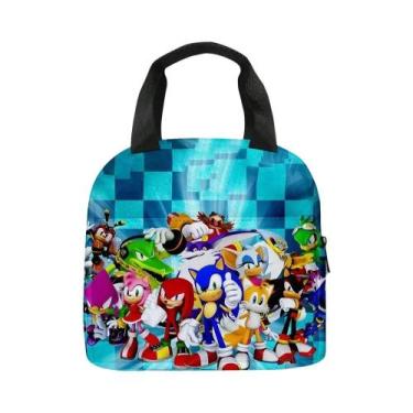 Imagem de Lancheira Térmica Portátil Infantil Com Desenho Animado Do Sonic the H