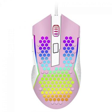 Imagem de Mouse Gamer Redragon Reaping Elite, RGB, 6 Botões Programáveis, 32000 DPI, Pink/White