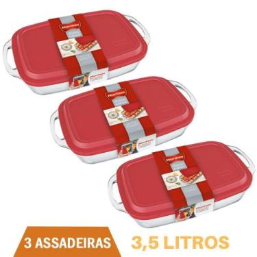 Imagem de Assadeira Retangular Vidro C Tampa 3,5L Marinex Nadir - 3 Un - NADIR F