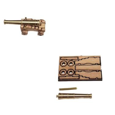 Imagem de GAWEGM Acessórios de modelo de navio - canhões de latão para barco CNC + porta-armas 1 pç/conjunto (canhão de 23 mm)