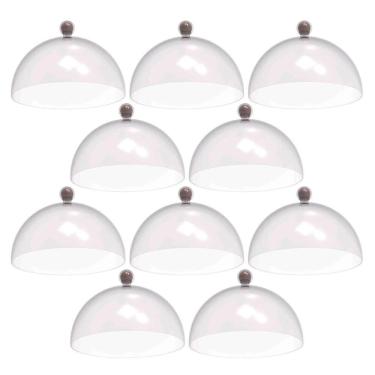 Imagem de Conjunto 8 Cúpulas para Bolos Doces de Plástico 30cm Amêndoa Padaria Hotel Crippa
