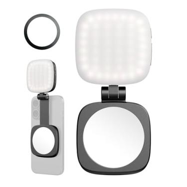 Imagem de SmallRig Luz magnética de selfie para iPhone, luz de telefone com espelho, acessório instantâneo para MagSafe, para selfies, videoconferência, Vibe P48 preto