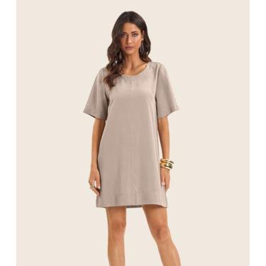 Imagem de Vestido Curto Feminino Gola Redonda Endless Marrom, P, Marrom