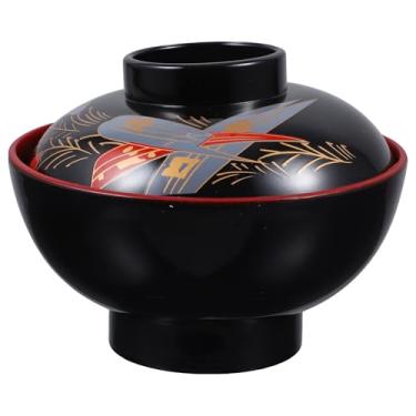 Imagem de KICHOUSE Tigela de flores japonesa para tigela de arroz com tampa de sopa de missô estilo japonês tigela de servir sopa tigela multifuncional