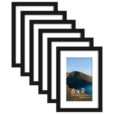 Imagem de Conjunto de 6 porta-retratos PEALSN pretos 6x9 para fotos 4x6