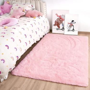 Imagem de Tapete Area Noahas Fluffy Pink de 2 x 3 pés para meninas de quarto, an