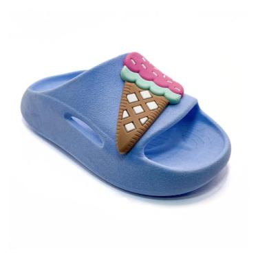 Imagem de Chinelo Slide Infantil Feminino com Sorvete, Rosa, Confortável e Lavável (Azul Bebê, BR, Criança de 4 a 8 anos, Faixa Numérico, 25, 26)