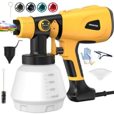 Imagem de Pulverizador de tinta LESONJOY 1000W elétrico com 4 bicos amarelo