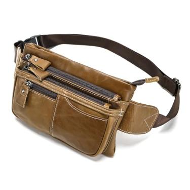 Imagem de Pochete de couro legítimo, bolsa tiracolo com zíper antifurto na cintura, 11 marrom, One_Size, Clássico