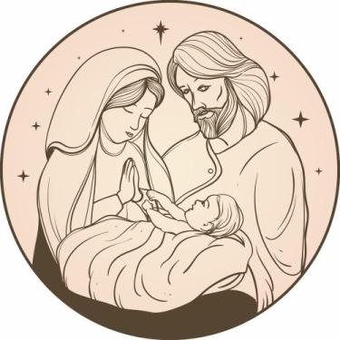 Imagem de Painel De Lona Redondo Presépio de Natal Menino Jesus - Fabrika de Fes