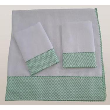 Imagem de Kit 3 Fraldas Bebê 2 Boca 1 Ombro 100% Algodão com Barra Chevron - Ana