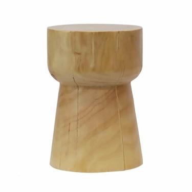 Imagem de Mesa lateral de sofá de madeira maciça, banquinho pequeno nórdico, mesa de cabeceira circular doméstica, enfeites de decoração de sala de estar, hotel e hotel (B)