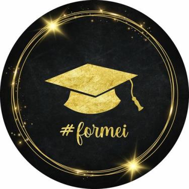 Imagem de Painel de Tecido Sublimado Redondo Formei Aros Brilhantes Dourado Form