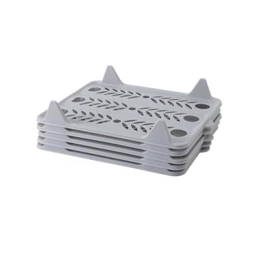 Imagem de 5pcst organizador de camisa para armário, divisórias de gaveta para camisetas, placa dobrável de guarda-roupa, organizador de camisa, casa empilhável, Cinza Pequeno