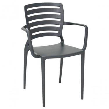 Imagem de Cadeira Tramontina Sofia Com Encosto Horizontal E Braços Grafite