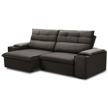 Imagem de Sofá Retrátil Reclinável Para Sala 3 Lugares 205cm Gordon F04 Veludo Marrom Escuro - Lyam Decor