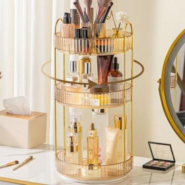 Imagem de Organizador de maquiagem Aveniee 360 Rotating for Vanity Gold