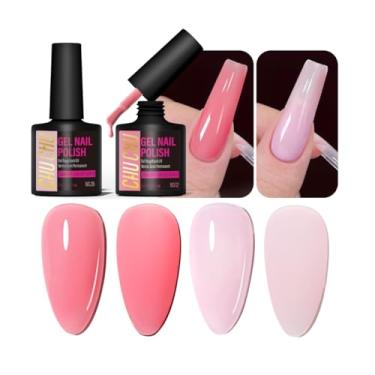 Imagem de Esmalte de unhas em gel para manicure: esmalte UV rosa coral e rosa malva - esmalte de gel duplo de 8 ml neutro para mulheres iniciantes entusiastas de unhas - presente de salão de beleza para salão