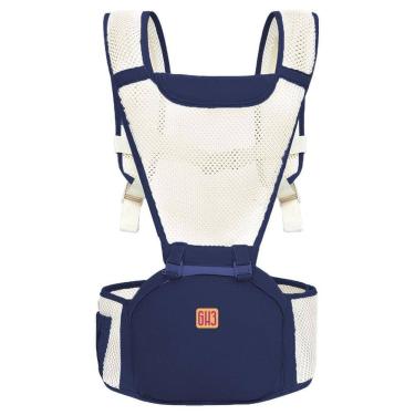 Imagem de Bolsa Canguru Com Suporte Banco Passear Bebê Até 25Kg Azul