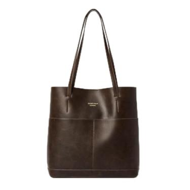 Imagem de ALWY Bolsa de Ombro Feminina Couro Tiracolo Preta Elegante Sacola (Marrom Escuro)