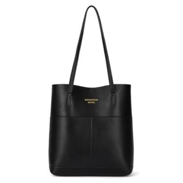 Imagem de ALWY Bolsa de Ombro Feminina Couro Tiracolo Preta Elegante Sacola (Preto)