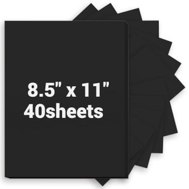 Imagem de Cartolina 8,5 x 11, papel grosso para impressora 34 kg/200 gsm, 40 folhas de cartolina preta, cartolina pesada, papel de arte para convites, cartões faça você mesmo, cartões de visita, menus