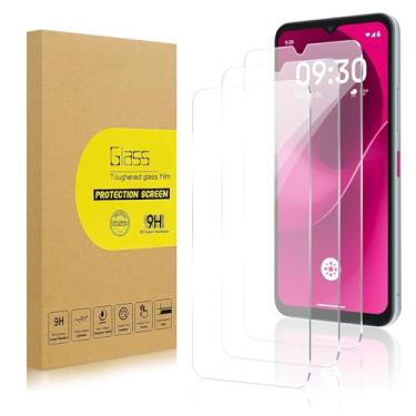 Imagem de Lokyoo Pacote com 3 protetores de tela para T-Mobile Revvl 8/T-Mobile T Phone 3, Ultra HD, antiarranhões, sem bolhas, fácil instalação, vidro protetor 9H para T-Mobile Revvl 8/T-Mobile T Phone 3