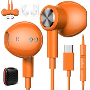 Imagem de Fones de ouvido USB C com microfone para iPhone 16e 16 15 Pro Max, fones de ouvido com fio, fone de ouvido esportivo HiFi magnético tipo C para iPad Mini Pro Air Samsung Flip Fold Galaxy S25 S24 S23