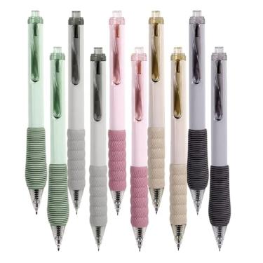 Imagem de YIHUANYIFA 10 canetas retráteis fofas canetas de gel estéticas canetas de escrita de tinta de aderência macia com ponta fina lisa de 0,5 mm, material escolar de escritório para mulheres e homens