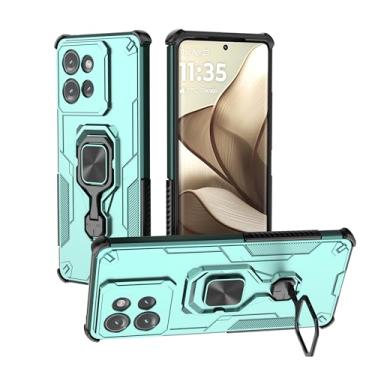 Imagem de SORAKA Capa para Motorola Edge 50 com suporte metálico giratório de 360 graus peça de ferro magnética para suporte magnético para telefone de carro