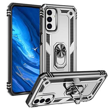 Imagem de SORAKA Capa para Samsung Galaxy M23 5G com suporte de anel capa protetora para Samsung Galaxy M23 5G capa traseira de policarbonato rígido com placa de metal para celular magnético suporte de carro