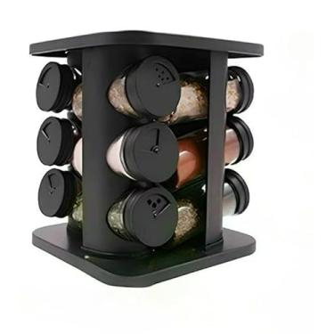 Imagem de Porta Temperos GiratóRio Com 12 Potes De Vidro, Organizador De Condimentos Com Base GiratóRia 360° - Kit Completo Para Cozinha