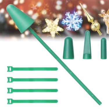Imagem de Estabilizador de suporte de topo de árvore de Natal, 4 peças, suporte universal de suporte de árvore de Natal para todos os tipos de base, haste de suporte verde PVC ajustável para topo de árvore