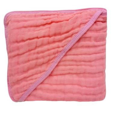 Imagem de Toalha de Banho Soft para Bebê com Capuz em Fralda Soft 100% Algodão 2 Camadas (Rosa)