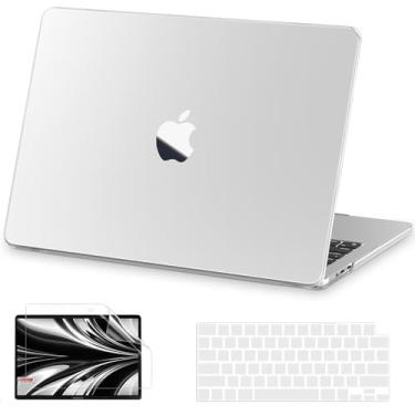 Imagem de AKIT Compatível com MacBook Air 13 polegadas M3 M2 A3113 A2681 2024 2023 2022 capa protetora transparente fosca capa rígida + película de teclado + protetor de tela, transparente fosco
