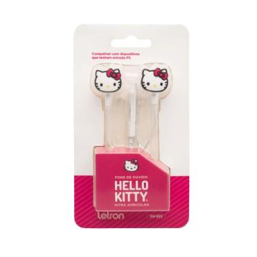 Imagem de Fone de Ouvido Hello Kitty Intra Auricular com Fio e Microfone Letron 