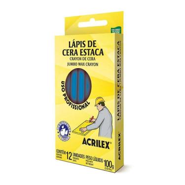 Imagem de Giz de cera estaca azul 12 unidades Acrilex