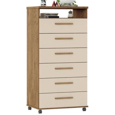 Imagem de Cômoda Veneza 6 gavetas Amêndoa Off White - Milani Movelaria