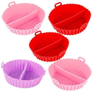 Imagem de Kit 5 Forma Forro Silicone Air Fryer Reutilizável Antiaderente Proteto
