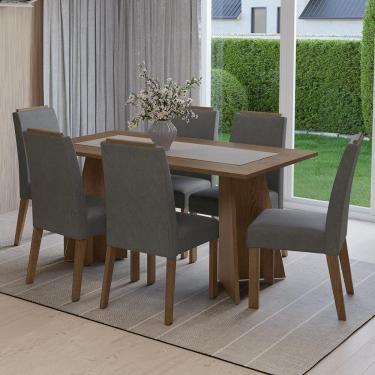 Imagem de Conjunto Sala De Jantar Tampo De Madeira 6 Cadeiras Rustic/silver Soho Madesa