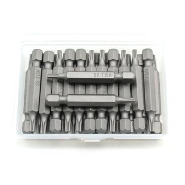 Imagem de TEMO 25 peças T15H segurança à prova de adulteração Torx 6 pontos 2 polegadas chave de fenda bits de inserção
