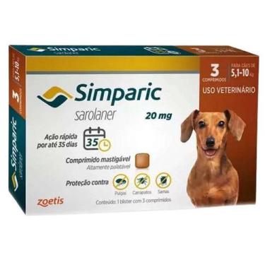 Imagem de Antipulgas Zoetis Simparic 20mg para Cães de 5,1 a 10kg - 3 Comprimido