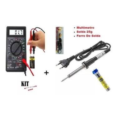 Imagem de Kit Multímetro + Solda Estanho + Ferro De Solda 110v 60w - Império