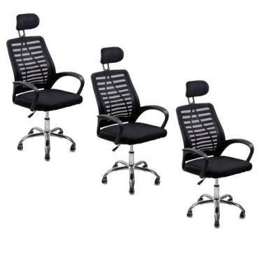 Imagem de Cadeira Escritório Diretor Tela Mesh Com Encosto De Cabeça com Ebook -