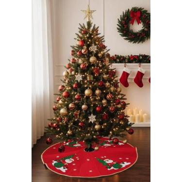 Imagem de Saia De Poliéster Para Árvore Natal Papai Noel Vermelha 75cm - Wincy N