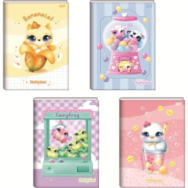 Imagem de Kit de Cadernos, Jandaia, Brochurão, Capa Dura, Fluffy, 80 folhas, Pacote com 5