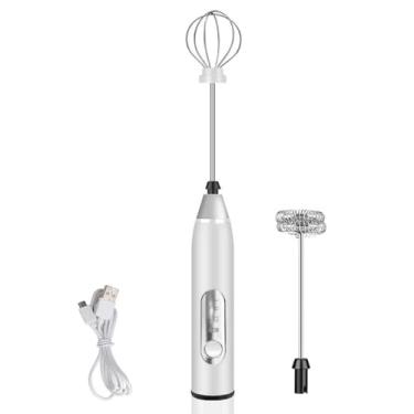 Imagem de Mini Mixer Elétrico Portátil, Fuê Batedor de Bebidas e Ovos, Recarregável (Branco)