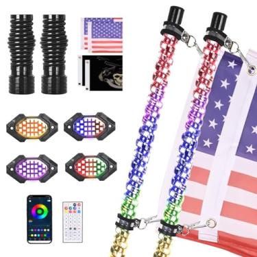 Imagem de Kit combo de 2 peças de luz LED de 3 pés e 4 cápsulas de luz de rocha com base de mola, interruptor basculante, controle remoto e aplicativo, universal para UTV ATV RZR Polaris SXS Can-Am, à prova