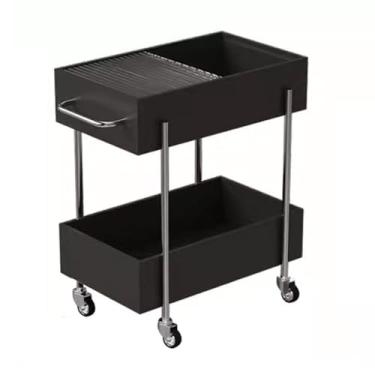 Imagem de Mesa lateral minimalista carrinho de sala de estar multicamadas rack de armazenamento móvel sofá mesa lateral prateleira de lanche (preto)
