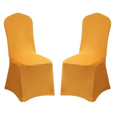 Imagem de Pacote com 2 capas de cadeira dobráveis de elastano elástico, capas removíveis para cadeiras, protetores universais, com bolso elástico para os pés, para festa de casamento, banquete, celebração